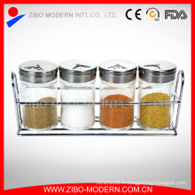Vente en gros 4PCS / Set Mini Glass Spice Jars Rack